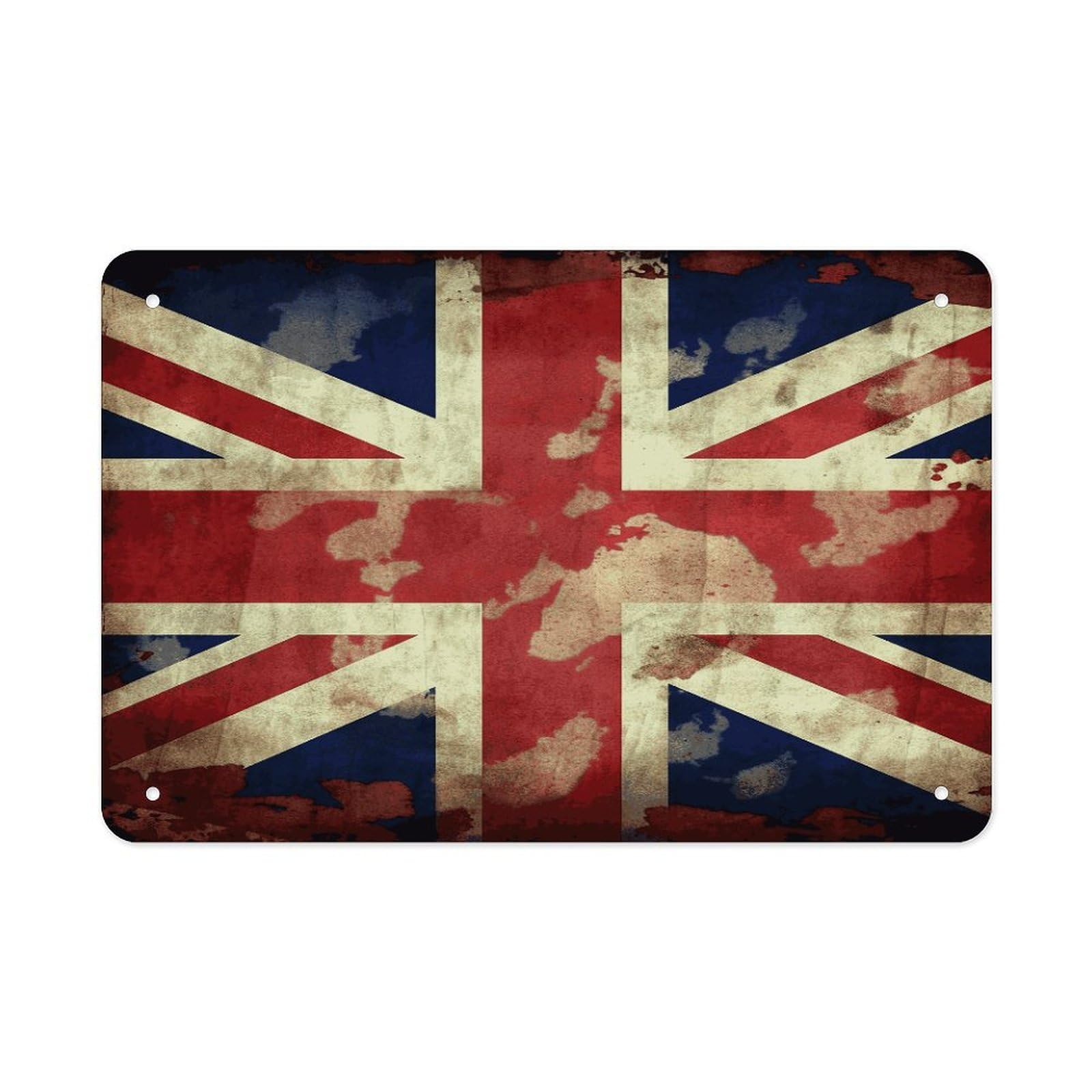 LDGSUPH Vintage Union Jack British Flag Metal Tin Sign Wall Art Prints Folded Edge Iron Sheet Painting with Holes for Wall Prints Decorative Picture Metal Signboard Decor Painting Wall Decor