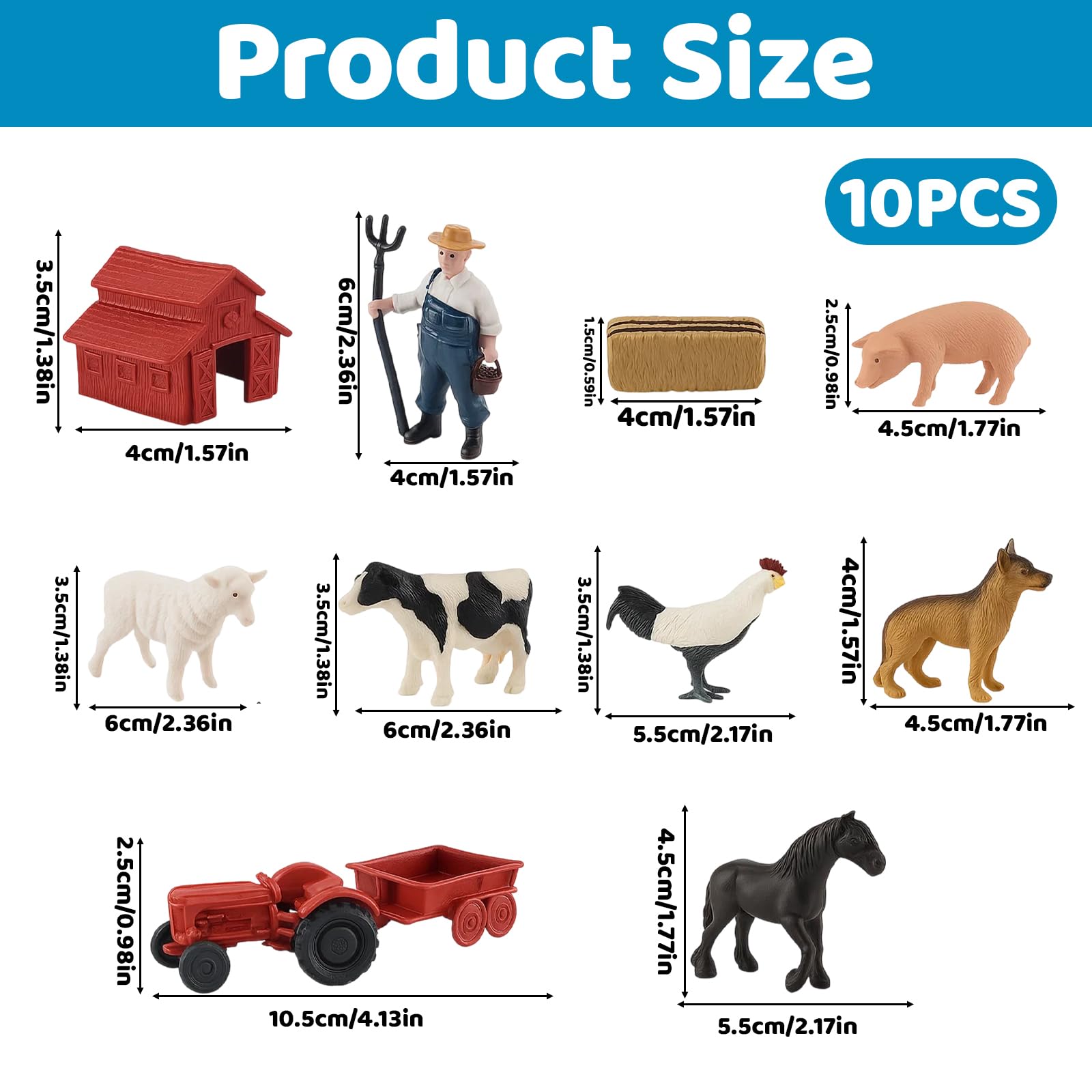 SrgPui Farm Animals for 2 Year Olds, 10-Piece Farm Set including Realistic Animal Figures - Image 2