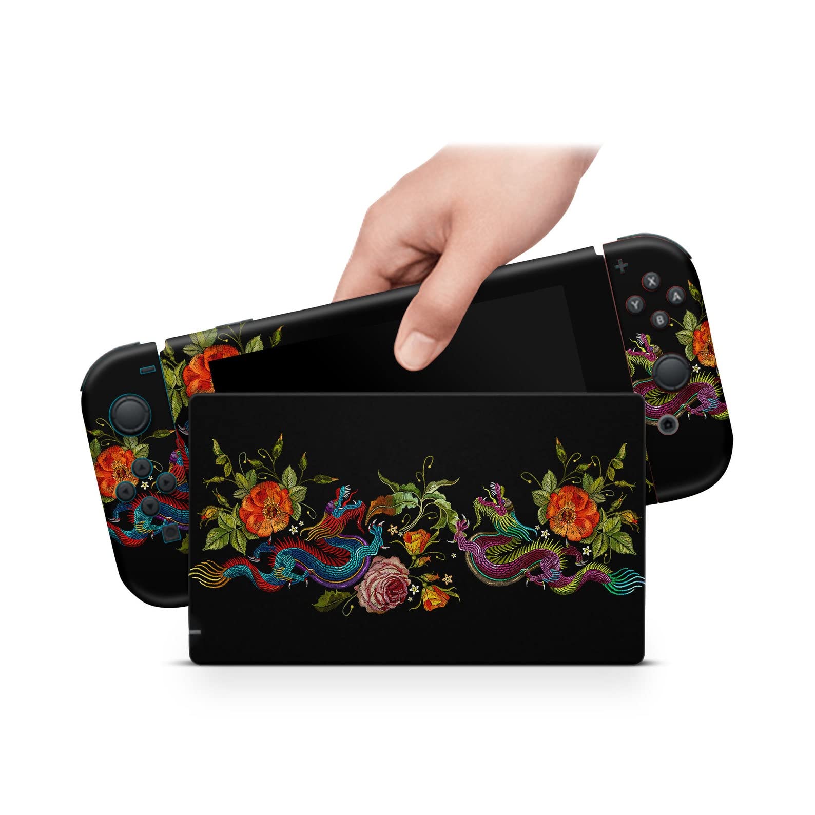 Amazon.com: ZOOMHITSKINS Compatible with Nintendo Switch Skin Cover  Embroidery Dragon Lung Oriental Art Chinese Black Gold Color Asia Japan  Phoenix King 3M Vinyl Decal Sticker Wrap, Made in the USA : Industrial