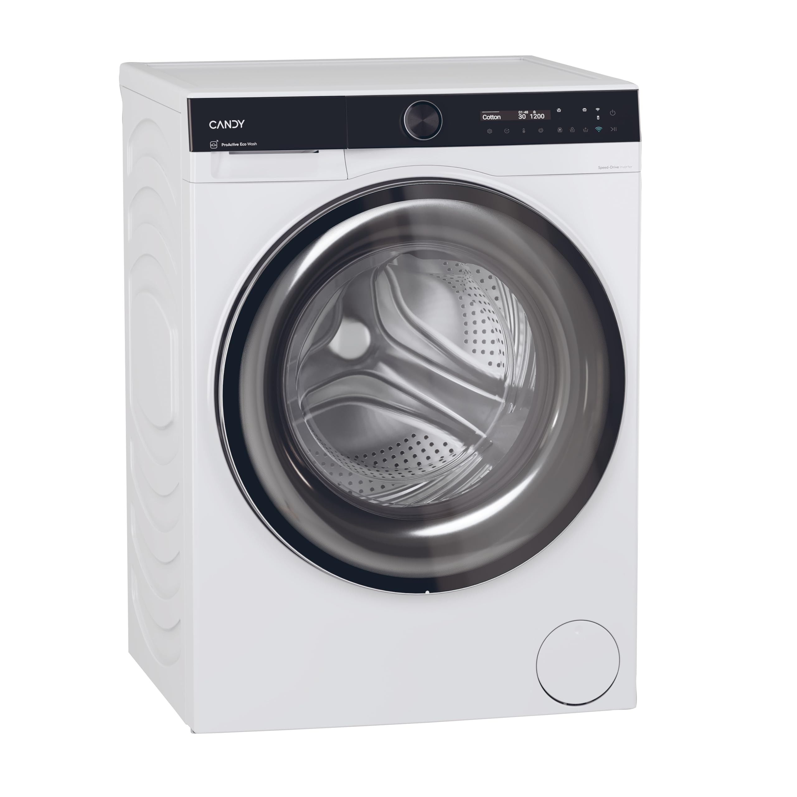 Candy ProWash 700 Waschmaschine 8 kg, freistehend, Frontlader, Klasse A-10%, 1400 Umdrehungen, 16 Programme, angeschlossen, Startvorschaltfunktion, HxBxT 85 x 60 x 49 cm, Weiß - BS 48SB6-S