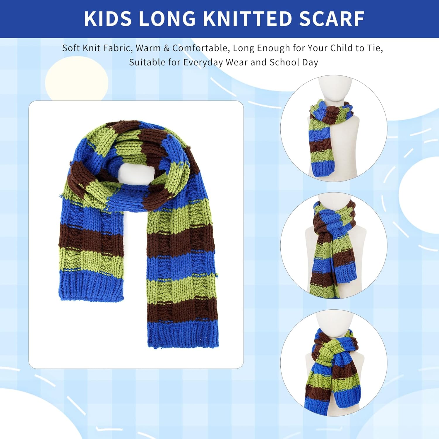 Boys Winter Hat Scarf and Gloves Set for Kids Warm Knitted Hat Mittens and Fleece Neck Warmer Scarf Set for Boys Girls 3pcs - Image 5