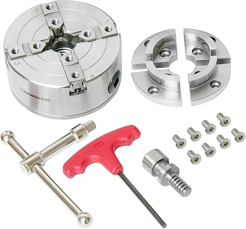 Miniatura 2 de NCK-3.75ZN Portabrocas de torneado de madera de 3-34 pulgadas con rosca directa de 1 "x 8 TPI, tornillos de bloqueo para torneado inverso,