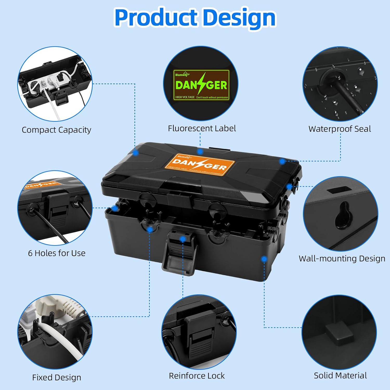 Blumway Large Outdoor Electrical Box, Medium Waterproof Outdoor Outlet Covers