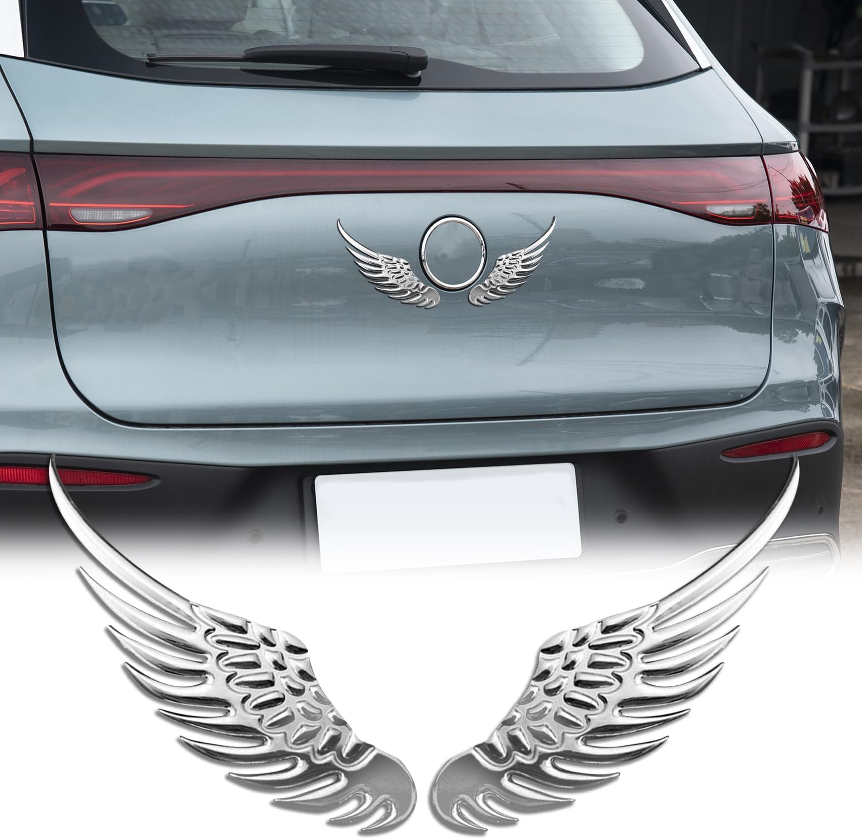 1Pair Alloy Metal Car Stickers, 3D Metal Stereo Wing Sticker, Hawk Eagle Wings Car Emblem, Angel Wings Car Sticker, Car Decoration Accessories for Cars, Trucks (Sliver)
