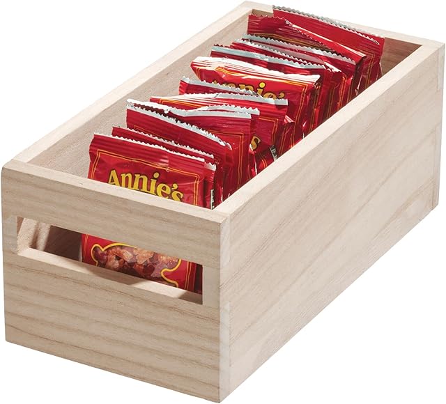 iDesign EcoWood Kitchen Storage Box, Kitchen Container Made from Eco-Friendly Paulownia Wood, Wooden Box for Kitchens, Bathrooms and More, Beige,25.4x12.7x10.2cm