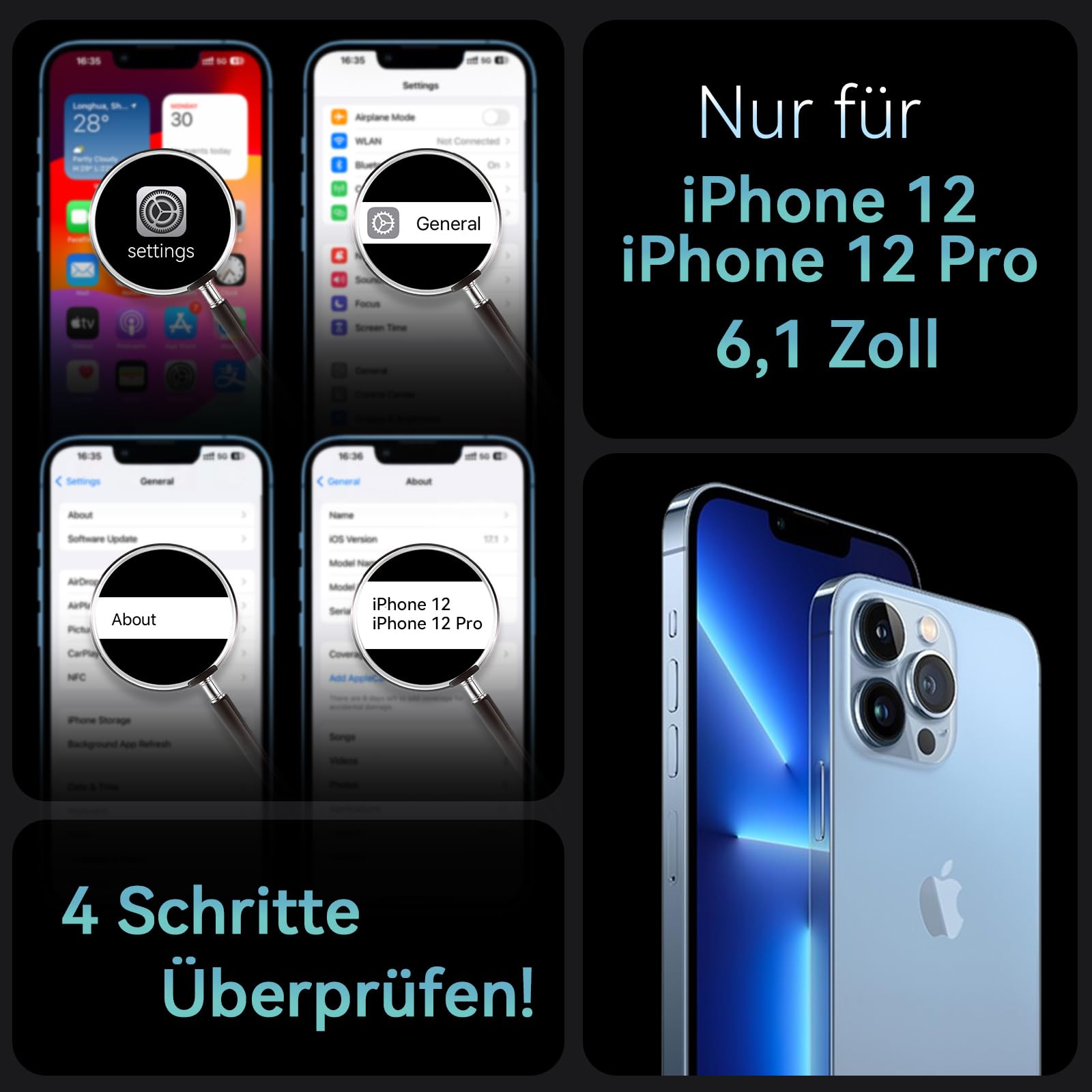 IPhone 12/12 Pro Hülle Mit Bildschirmschutz – Stoßfest, Transparent, Militärgetestet, Dünn & Klar