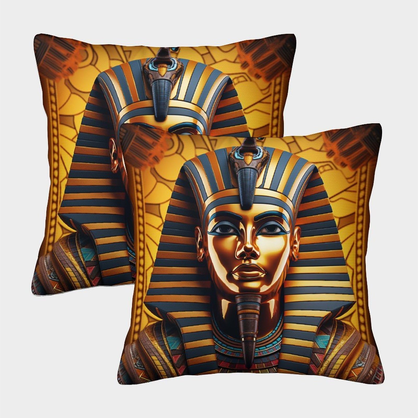 kaiyun 2 Pack Pharaoh Luxury Digital Printed Soft 3D Themed Square Cushion Cover 50x50cm