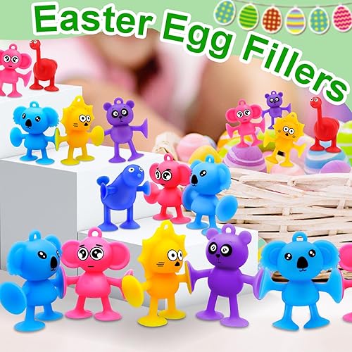 Miniatura 5 de 24 piezas de rellenos de huevos de Pascua, suministros de fiesta para niños, rellenos de cesta de Pascua, animales con ventosa, bloques de