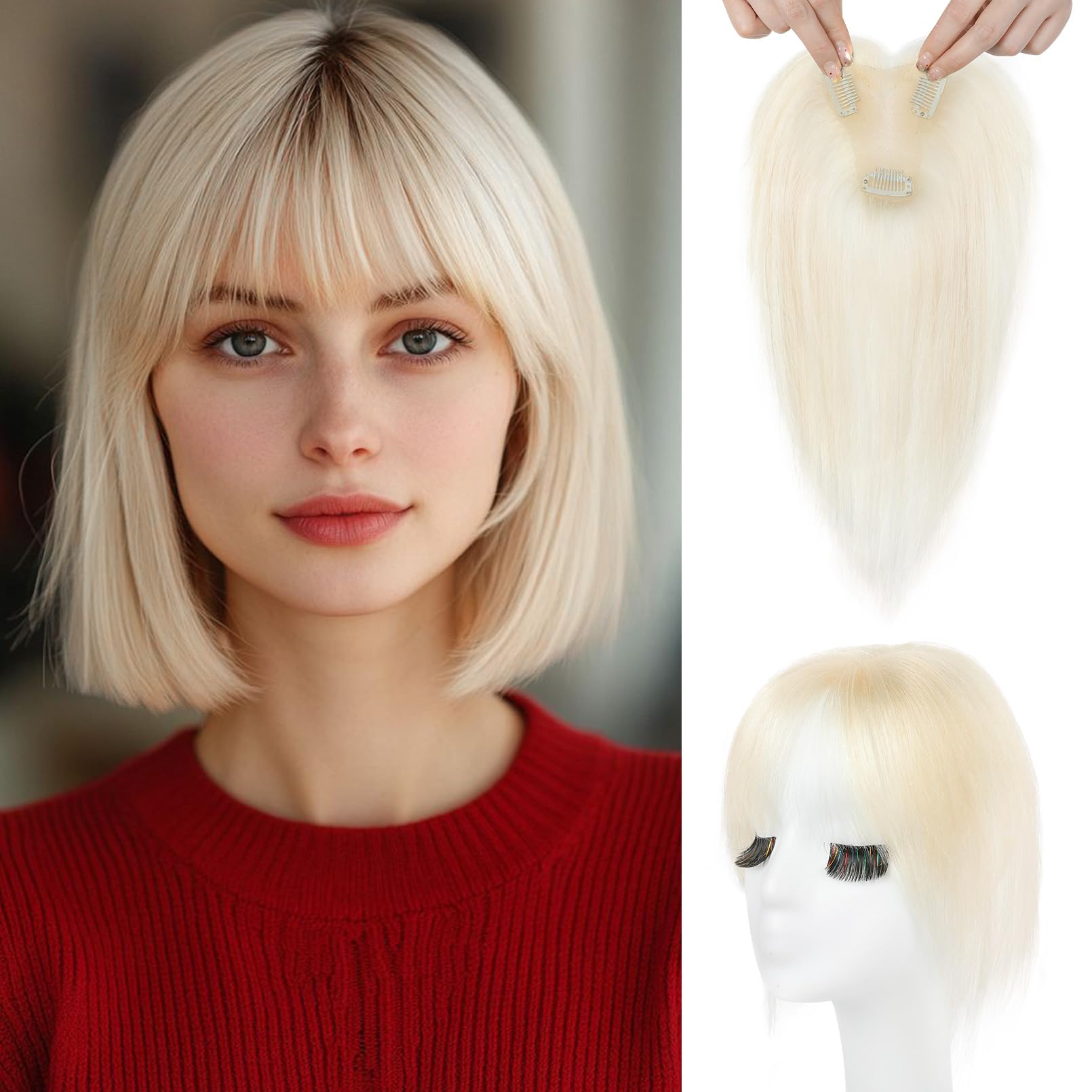 Amazon.com : REECHO Hair Toppers for Women Real Human Hair  display picture 2