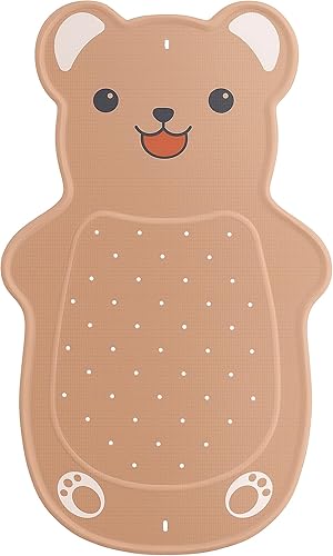 UNEEDE Kids Bathtub Mat Non Slip - Natural Rubber Baby Bath Mat for Tub, Cute Brown Bear Shape Toddler Bath Mat with 126 Suction Cups & 43 Drainage Holes, Soft & Machine Washable Bathroom Essentials