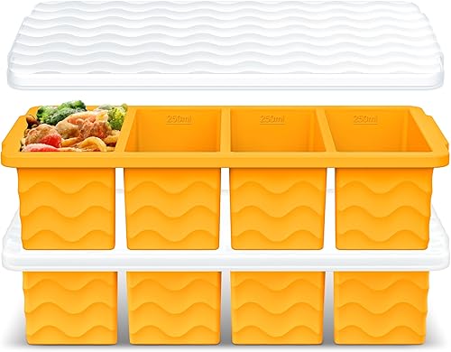 Miniatura 9 de Moldes de silicona para congelador para sopa con tapa – Bandejas de hielo estilo recipiente de sopa de 1 taza para congelador, preparación de Azul