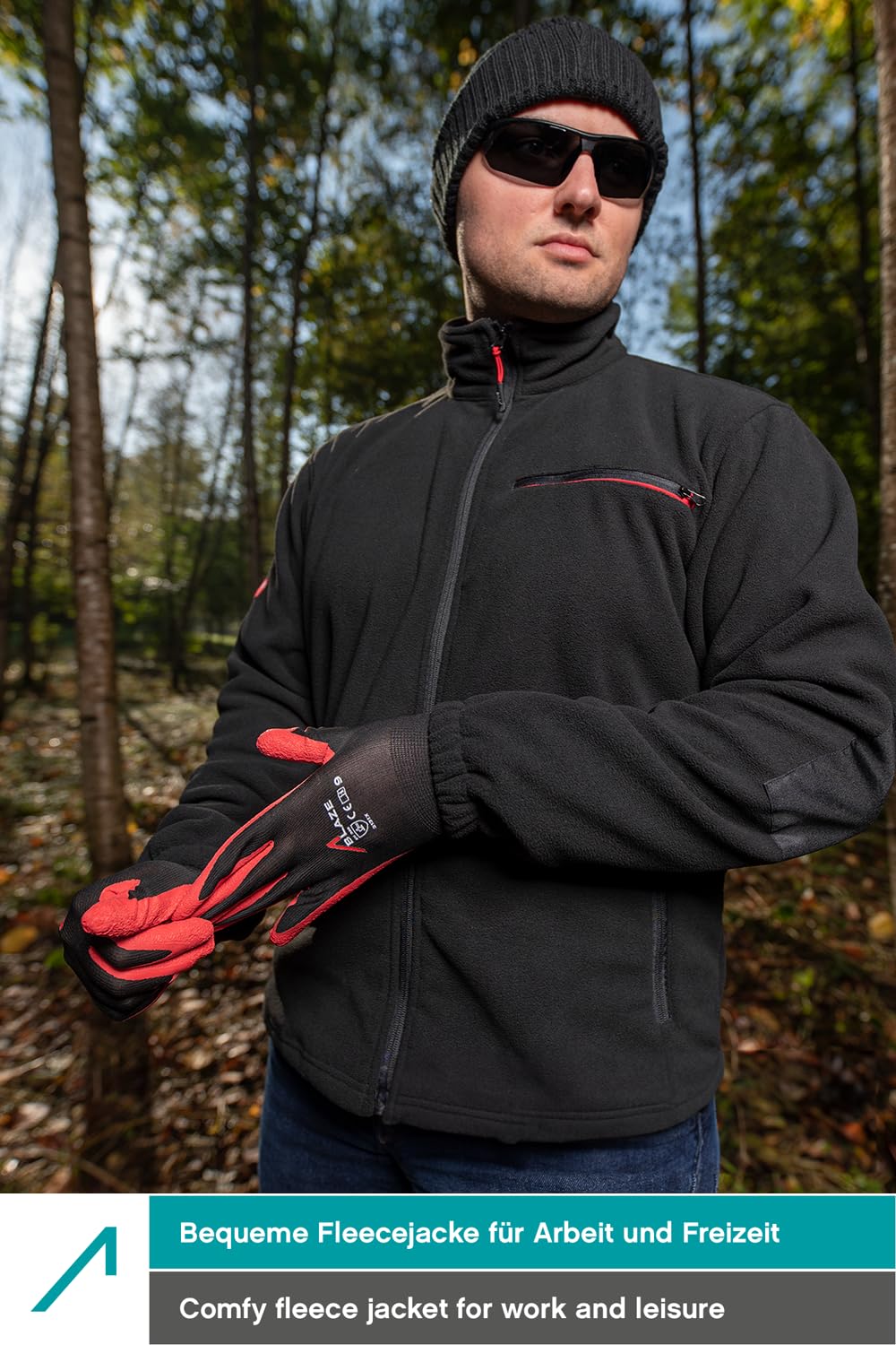 ACE Giacca in pile da uomo - calda giacca outdoor senza cappuccio per uomo - zip a tutta lunghezza e tre tasche