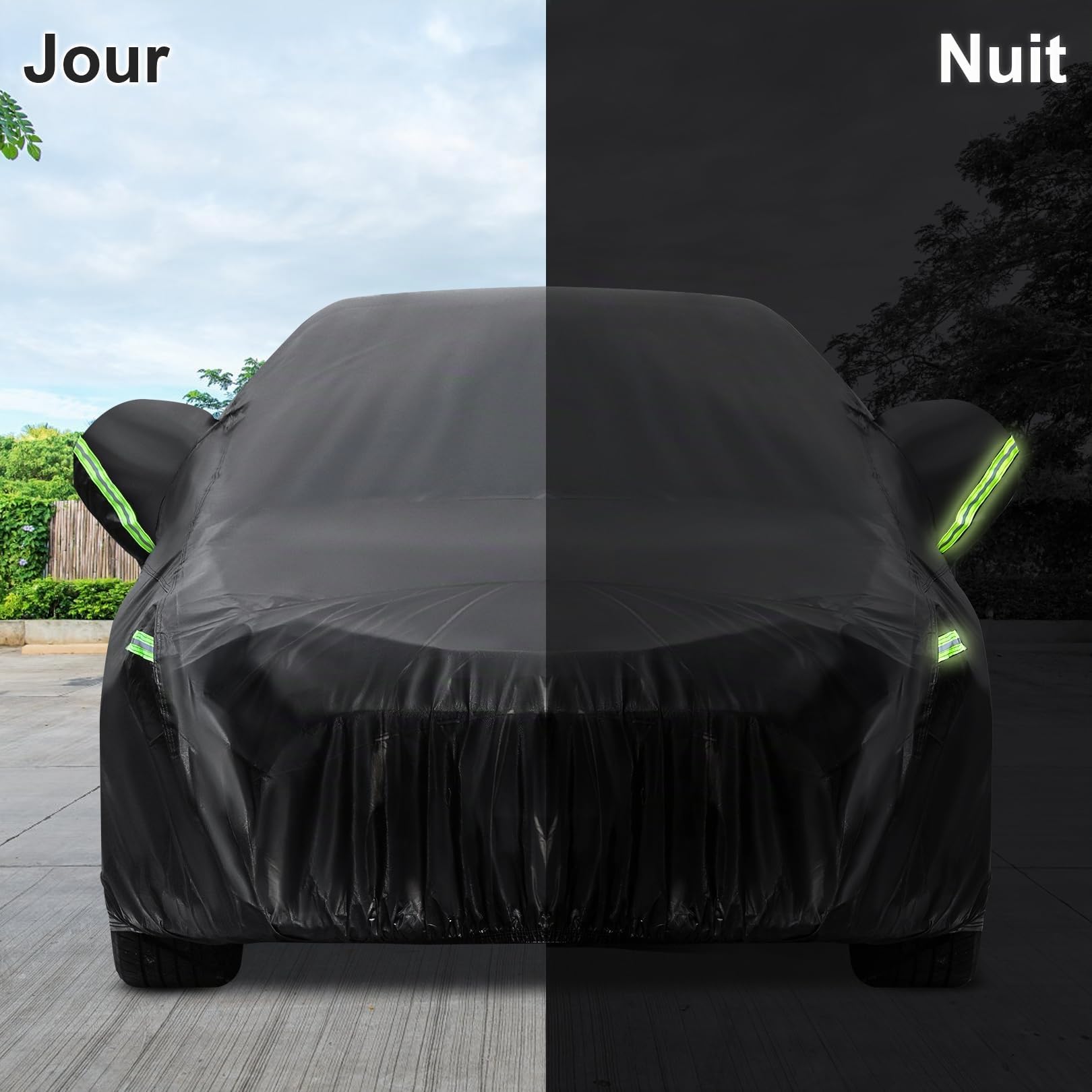 Sailnovo Housse de Voiture SUV imperméable Toutes Saisons,7 Couches Robuste pour Voiture,extérieur,Neige,Soleil,Protection UV avec Fermeture éclair,Ajustement Universel pour SUV(462 à 482 cm