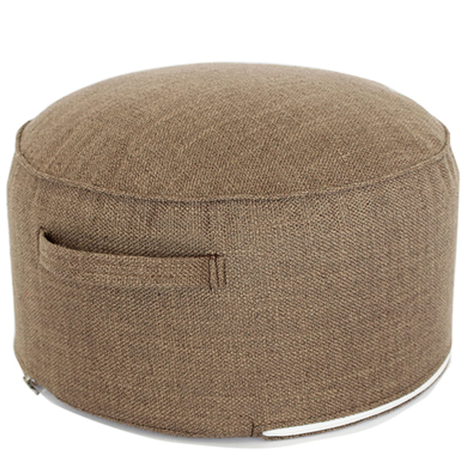 Pouf rond déhoussable pour nettoyer facilement les taches de lin
