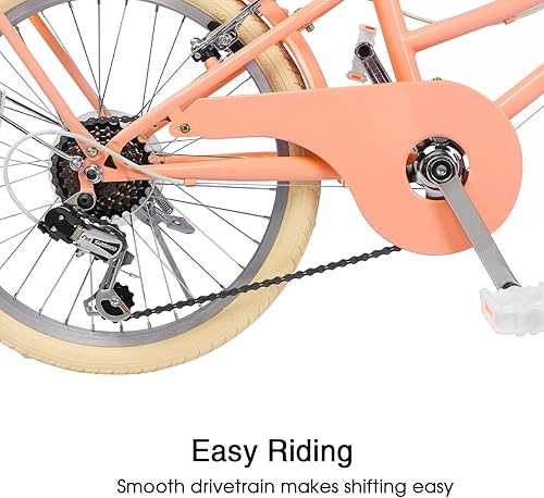 Miniatura 6 de Glerc 20 24 26 Inch Beach Cruiser Bike, 6-Speed Hybrid City Bicycle for Girls Youth and Over 6 Years Old, Missy Bike with Wicker Basket &