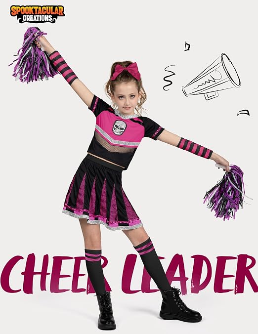 Costume Da Cheerleader Zombie Per Ragazze Con Teschio | Set Completo Halloween