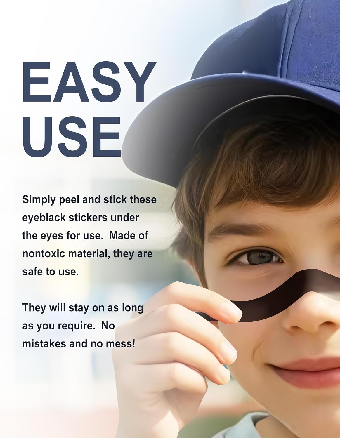 48 Pairs Eye Black Stickers, Breathable Sports Eye Strips Baseball Football Softball Accessories Face Eyeblack Stickers for Party Game Sport Supplies, Baseball Mom Accessories (Mixed)
