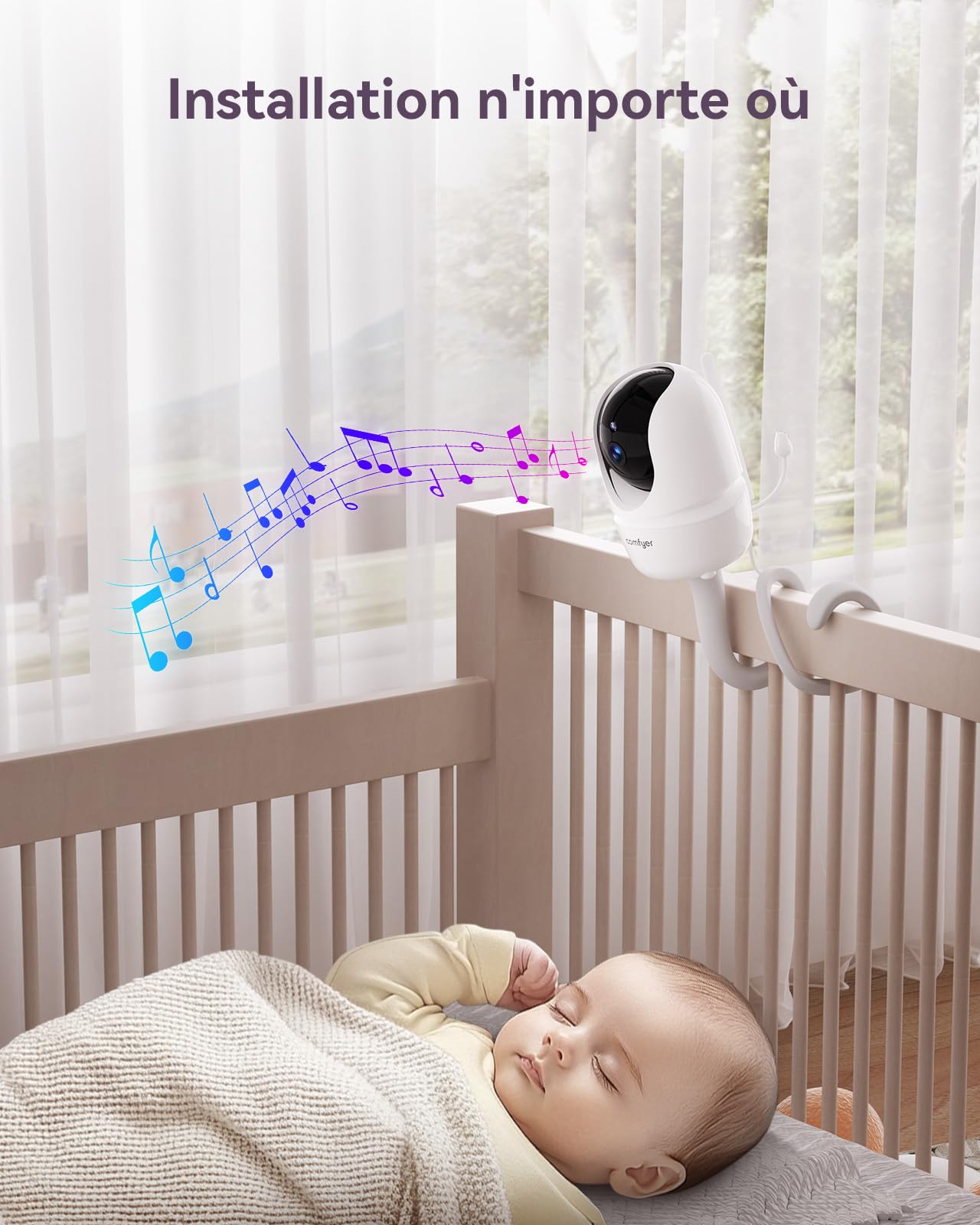 Comfyer BM01 Support de Moniteur Flexible pour Moniteur vidéo bébé 42 cm Diamètre d'alésage 5 mm