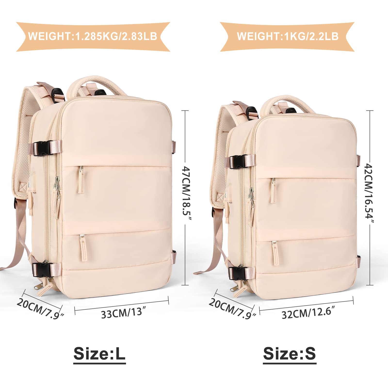 BJLFS Borse da Cabina per Ryanair 40x20x25 Bagaglio a Mano Zaino Borsa Zaino da Viaggio, Zaino da trekking,Zaino Easyjet 45x36x20,Zaino Casual per laptop da 14 pollici per scuola