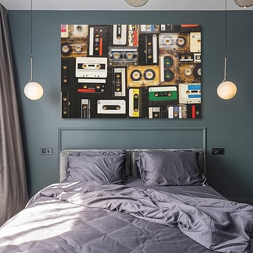 Miniatura 8 de Arte de pared de cassette, arte de pared de cinta, arte de pared de cassette vintage, arte de pared musical, lienzo de cinta retro, póster de lienzo