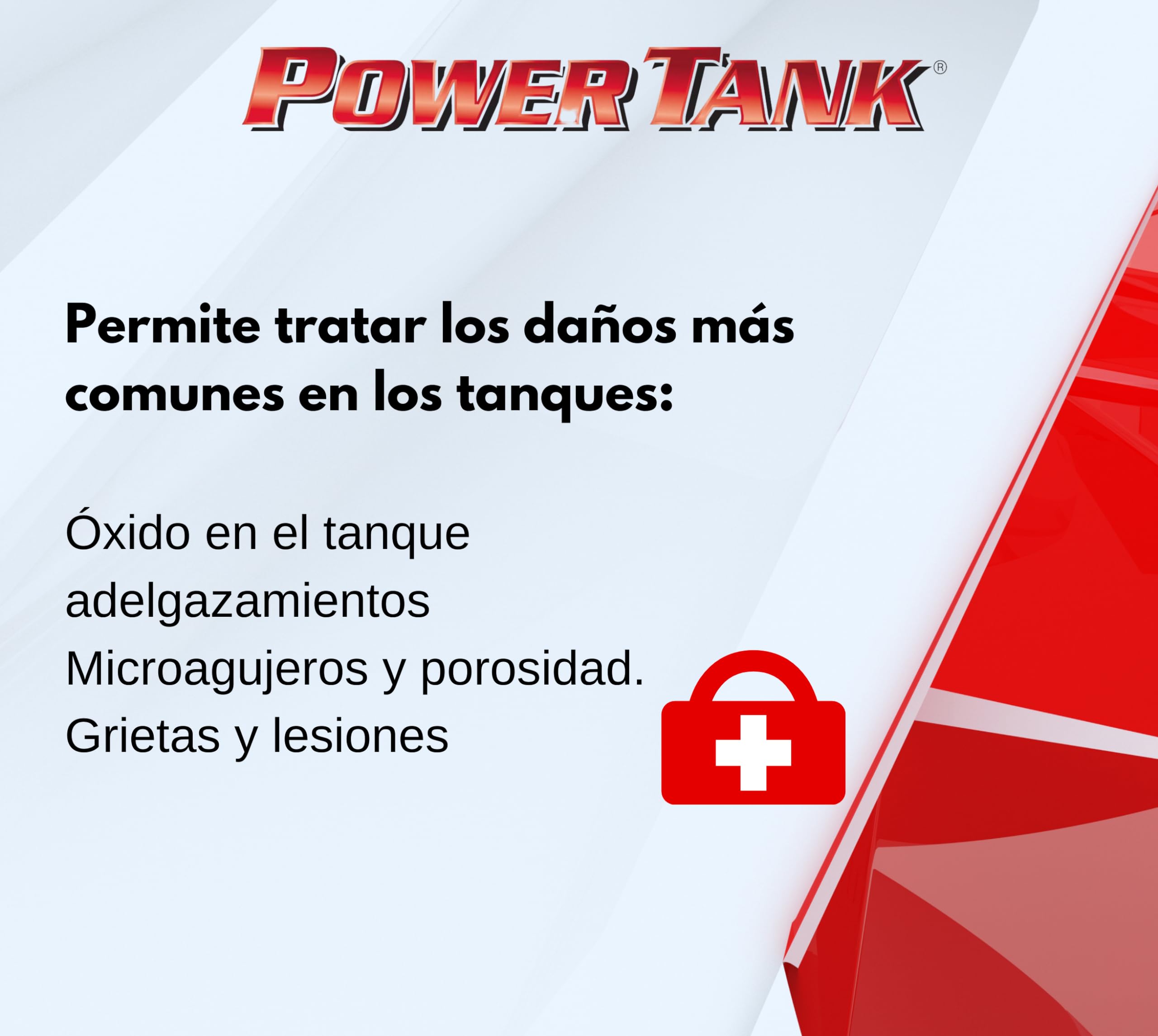 POWER TANK - Tratamiento Tanque Deposito Auto (50/55 Litros) Kit Grande Rojo 1,3 kg para Interior Tanques de Gasoil y Gasolina Elimina Óxido Repara Protege Tanques Oxidados de Autos, Motos de Época.