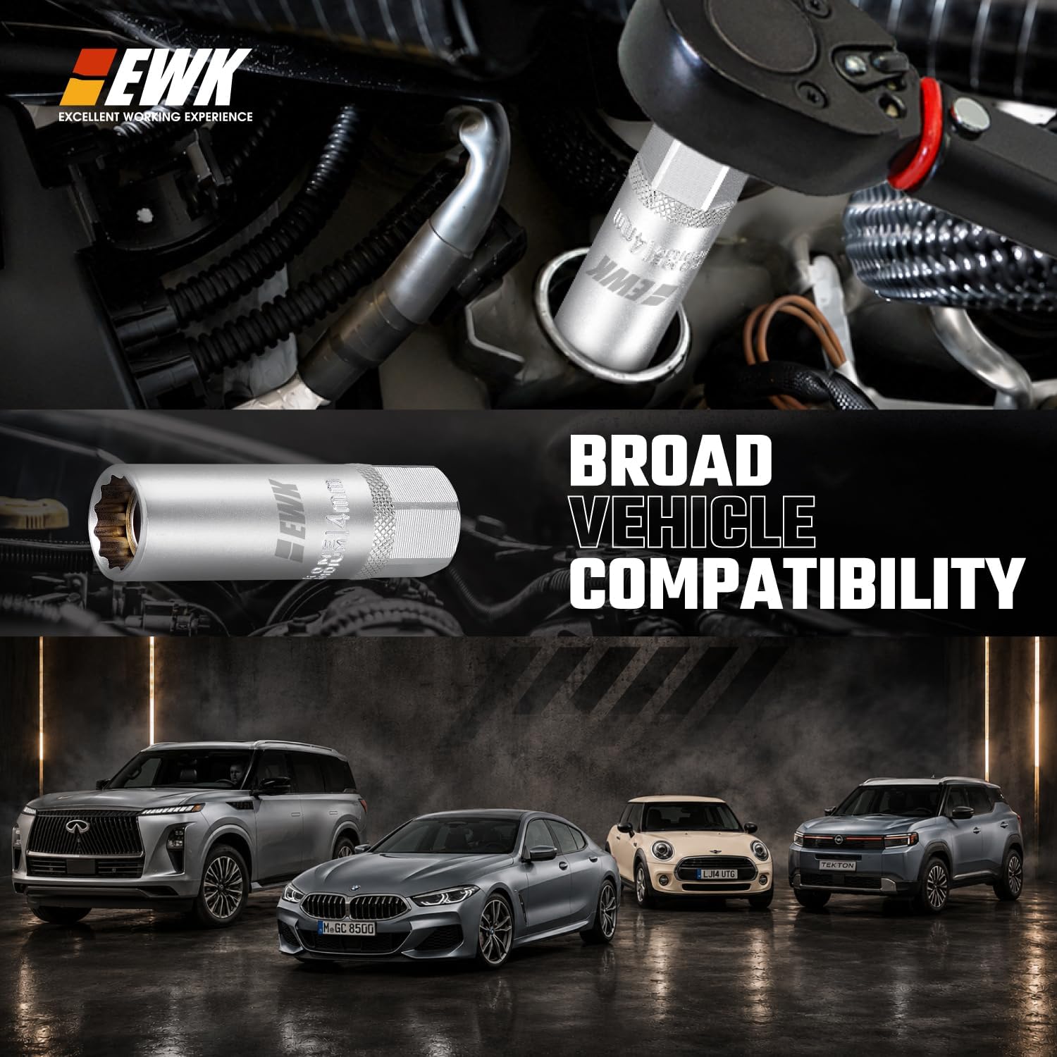 EWK 14mm 12-Point Thin Wall Magnetic Spark Plug Socket image 4