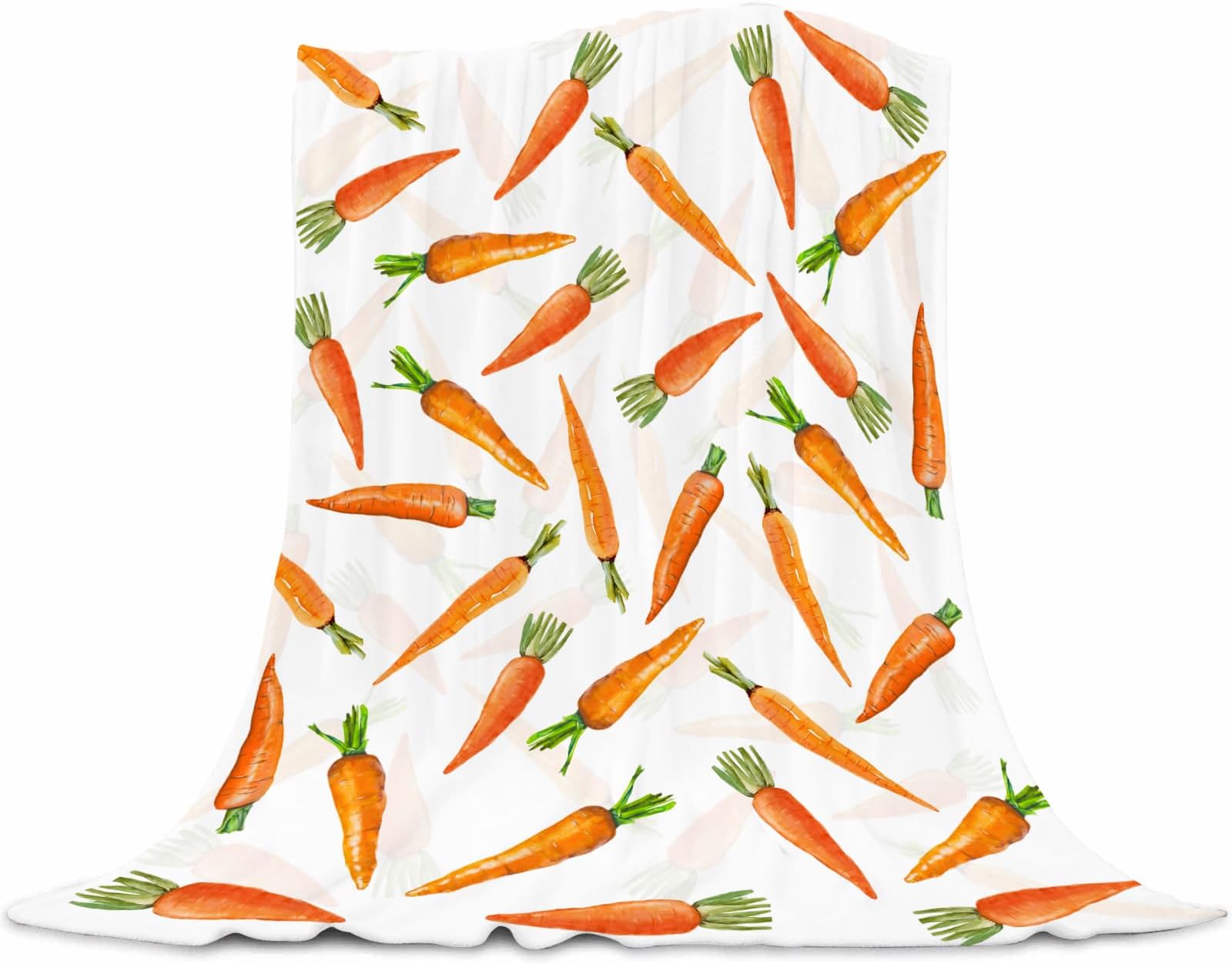 Easter Throw Blanket Cartoon Carrot Bunny Throw Blankets Lightweight Soft Cozy Flannel Blanket for Couch Sofa Bed Bedroom Living Rooms 50x60 Inch
