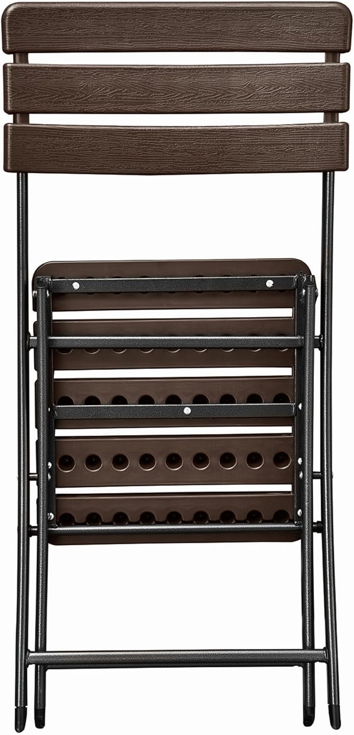 2 Folding Chairs one Pack Weatherproof Wooden Look Outdoor Indoor Maximum 300 kg Brown Weatherproof Wooden Look Brown Outdoor Yard Portable Lightweight fGarden Patio Camping Space Saving