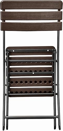 Miniatura 5 de Paquete de 2 sillas plegables resistentes a la intemperie, aspecto de madera para exteriores e interiores, máximo 661.4 lbs, marrón, resistente a la