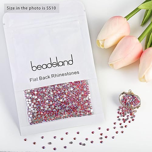 Vista 238 de Beadsland Diamantes de imitación de cristal con parte trasera plana, gemas redondas para arte de uñas y manualidades, pegamento fijo, violeta