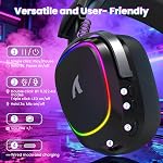 ATTACK SHARK G800 Sans fil ultraléger RGB Jeu casque programmable-Noir 7.1 Surround Sound,50mm Conducteurs,Padeaux d'oreille en mousse de mémoire,Wired/2.4Ghz/BT,Cadre en aluminium durable,Mic amovible pour PC Jeu Mac