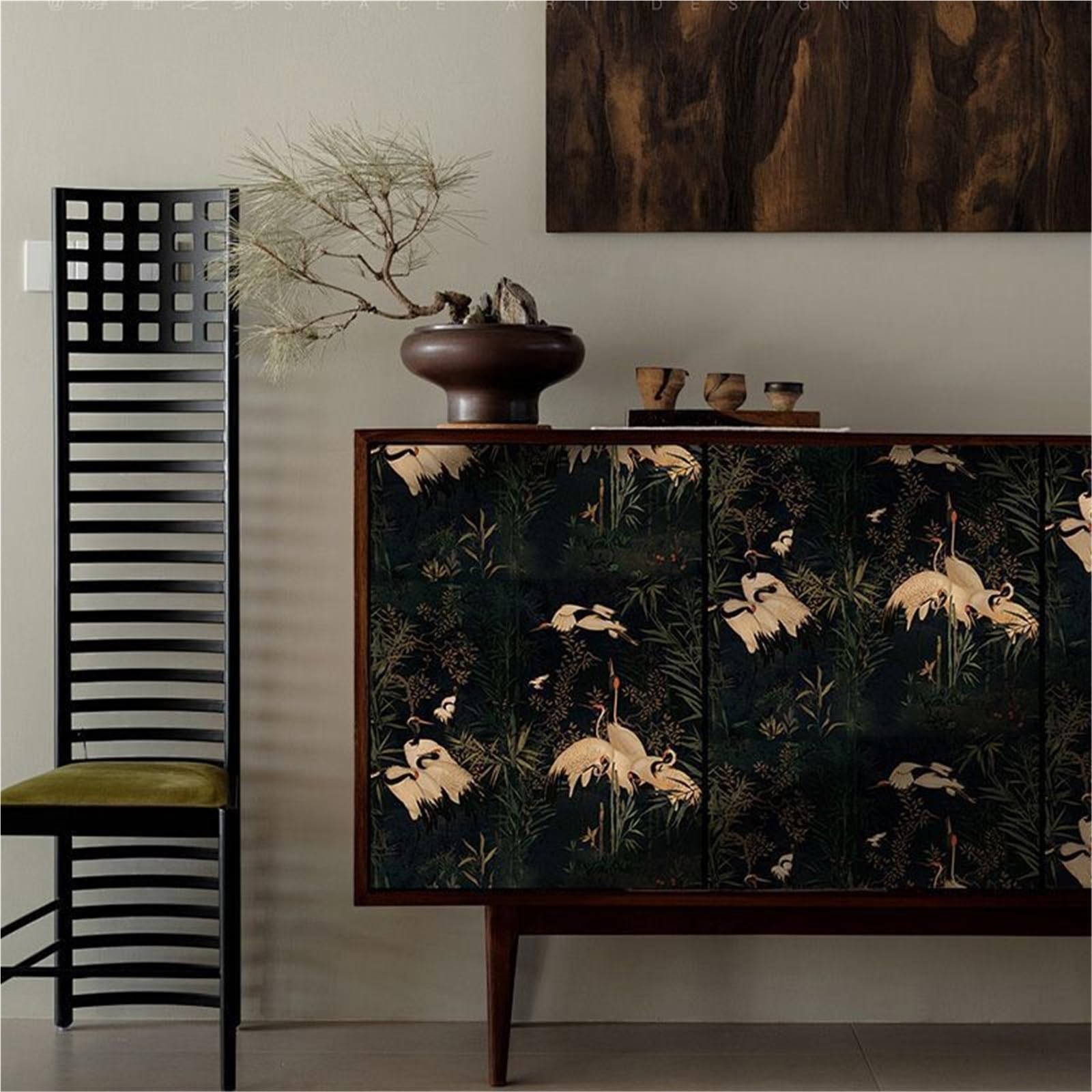 BTGYTTKL Self Adhesive Wallpaper Floral Bird Vintage Removable Peel and Stick Film for Bedroom and Cabinet Surface Renovation(Color5,44x200cm)