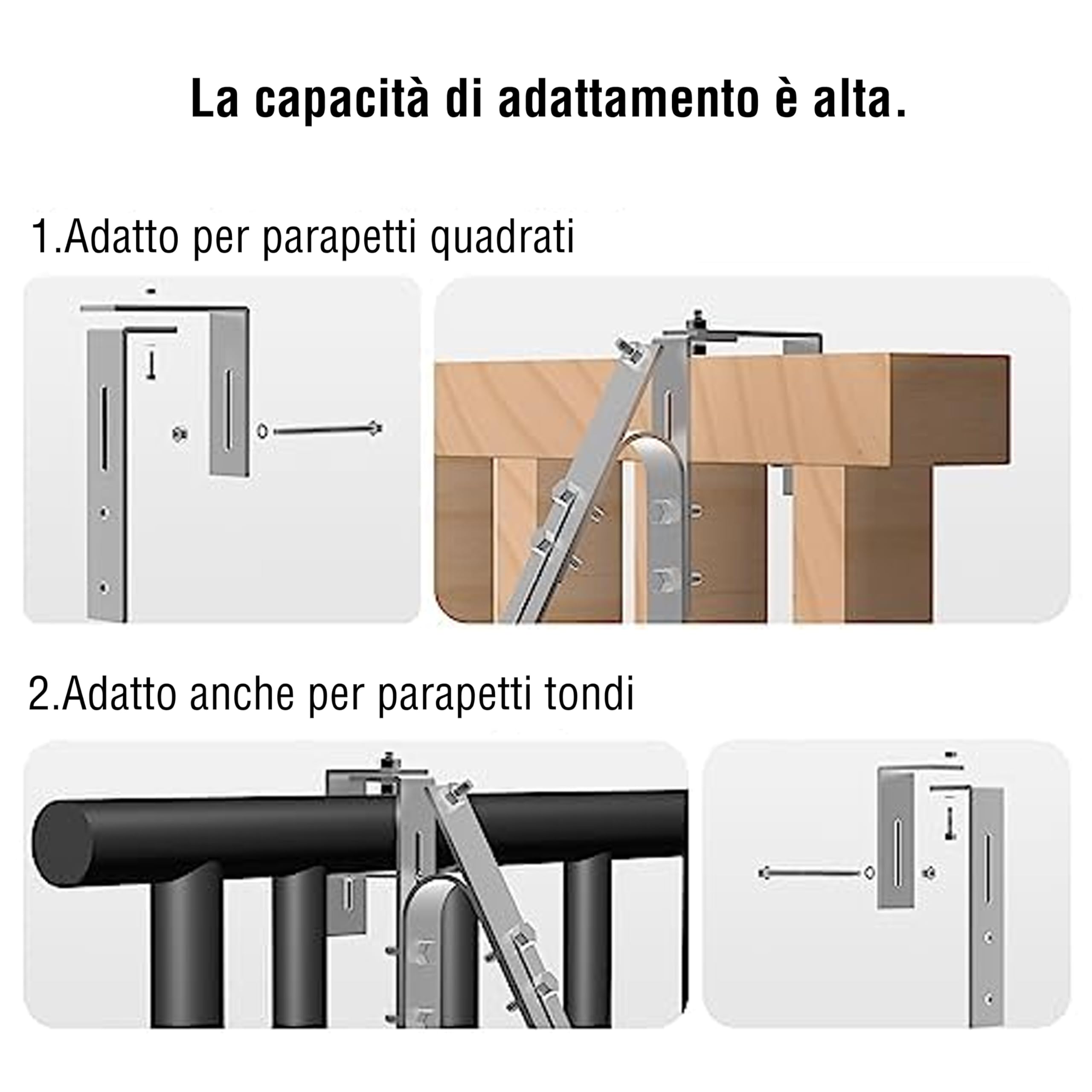 LEICKE Supporto per centrali elettriche da balcone, per tutti i pannelli solari,in lega di alluminio resistente,per pannelli solari,per ringhiera e balcone (Supporto per pannello lungo)