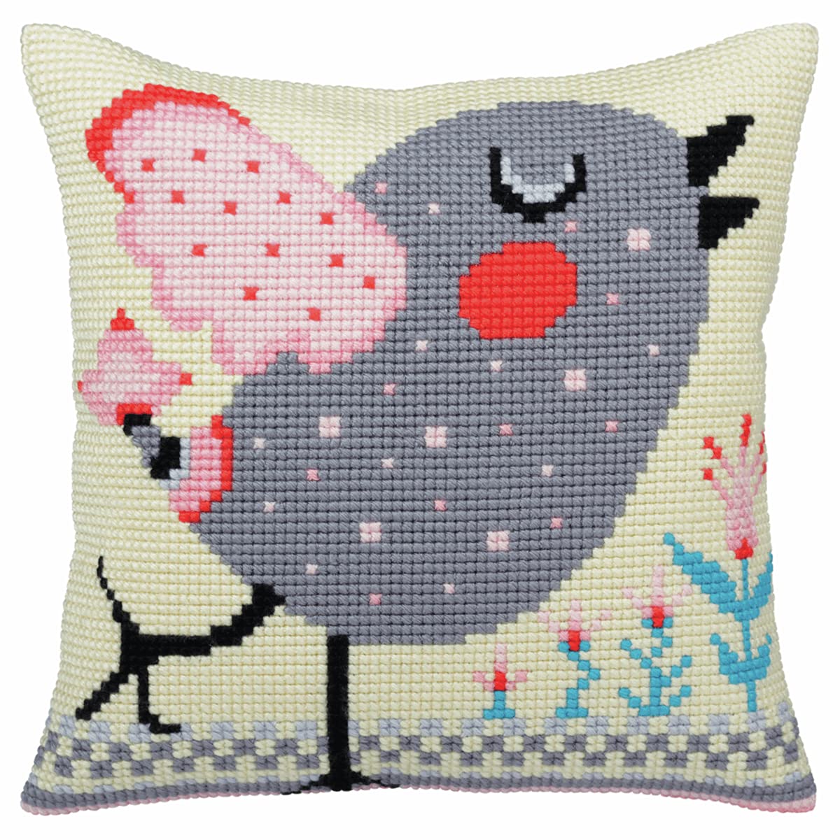 CdA stamped cross stitch kit cushion ""Spring twitter"" 5335, 40x40cm, DIY