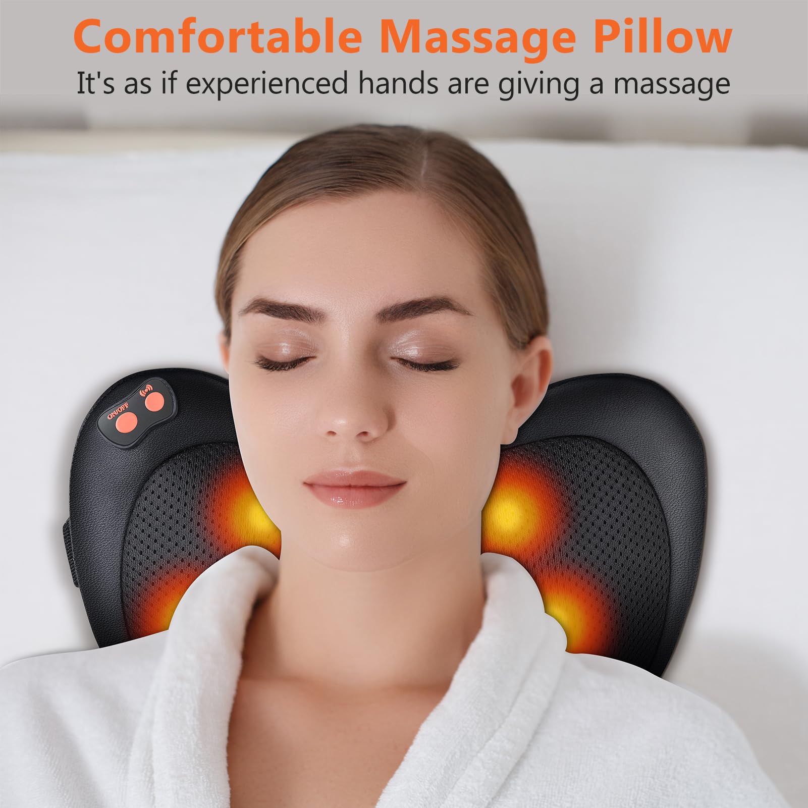 Masajeador Cervical y Cuello Shiatsu Almohada Masaje con Función de Calor e Rotación 3D Masaje de Calor para Relajación de Fatiga en Casa, Oficina