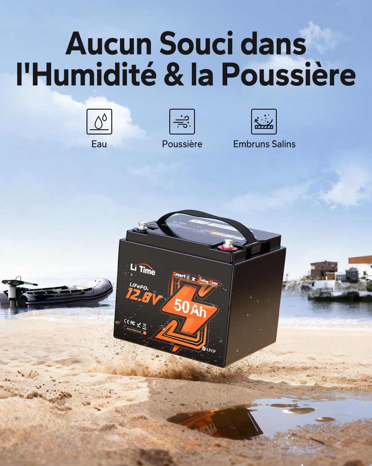 LiTime Batterie LiFePO4 12V 50Ah avec Bluetooth 5.0 et Protection Basse Température - BMS 50A, 15000 Cycles, Mini Taille Parfaite pour Moteurs de Pêche, Bateaux, Camping-Cars et Systèmes Solaires