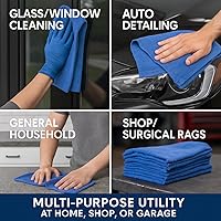 Vista 4 de Hi-Tech Toallas de algodón azul – Paquete a granel de 10 libras caja para limpieza de ventanas, toallas de algodón Huck para uso en tienda