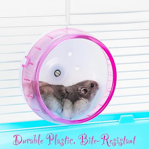 Miniatura 6 de Rueda de ejercicio silenciosa de hámster de 4.7 pulgadas, giratorio silencioso (rosa)