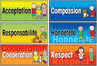 Poster Pals French Character Educational & Language Teaching Posters,Bilingual Charts, Classroom Decoration and Instruction, FSL, 6 Poster Set