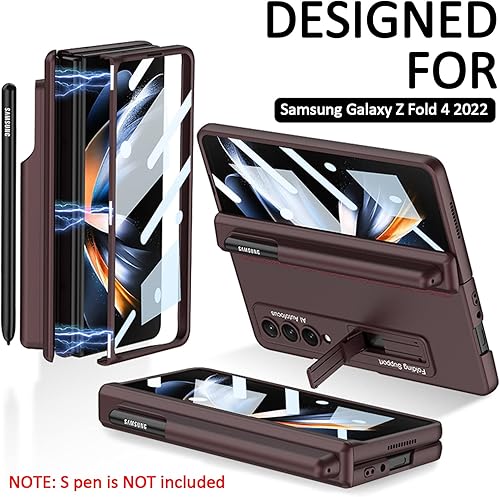 Miniatura 7 de Miimall Funda para Samsung Galaxy Z Fold 4 con soporte para bolígrafo, protector de pantalla integrado y soporte ajustable y bisagra magnética todo
