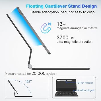 doqo for Samsung Galaxy Tab S10 FE/S9/S9 FE/S8/S7 Keyboard case 11 inch, Magnetic Case with Keyboard with Touchpad Wireless Backlit Floating Cantilever Stand, Slim Protective Cover Folio Black