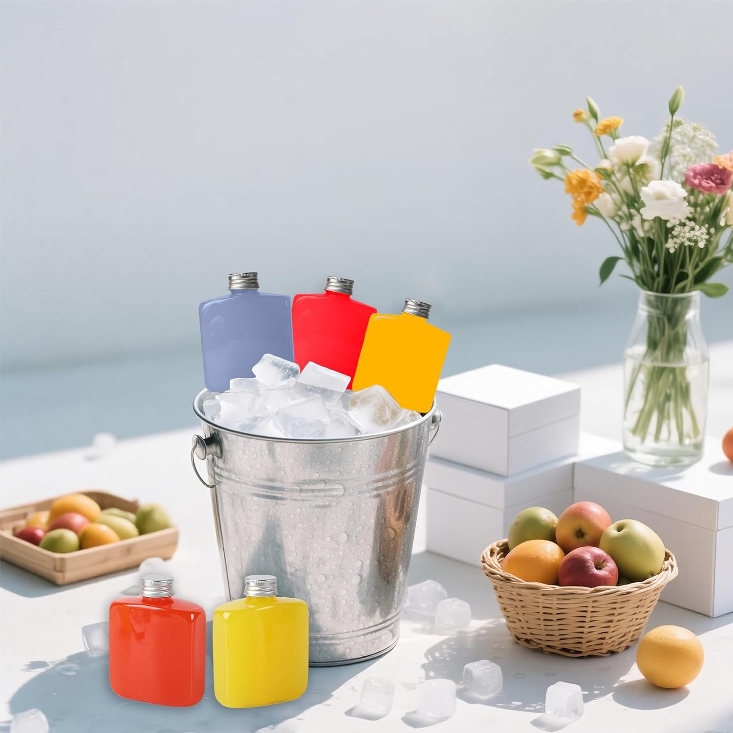 32 Pcs 8.5 oz Plastic Bottles with Caps, Clear Reusable Disposable Juice Bottles, Small Beverage Containers for Water, Smoothies, Milk, Juicing, Mini Fridge Storage - Image 6