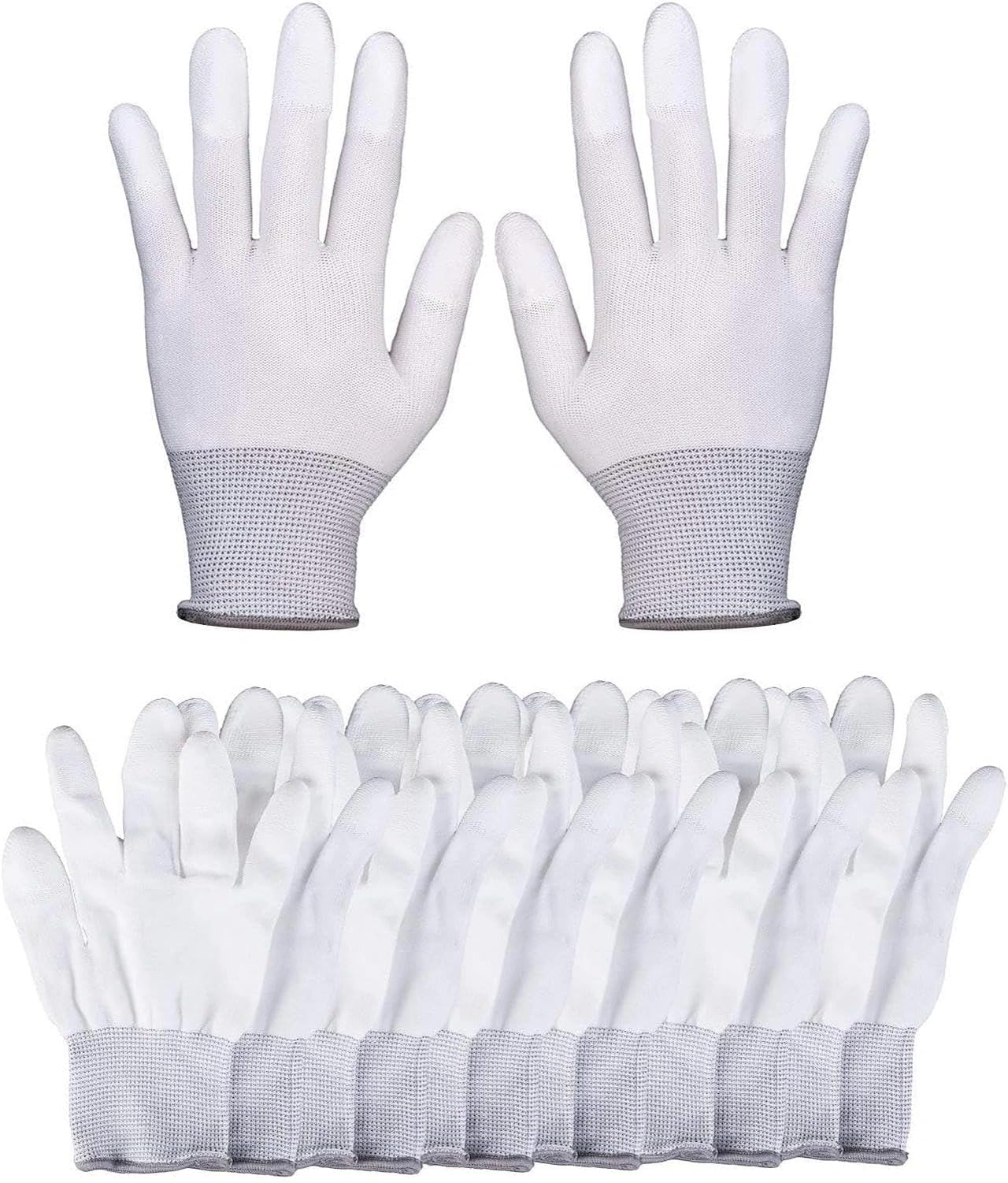 Cotton Work Gloves, Mens Work Gloves, Firm Grip Gardening Gloves 6 Pack | Nylon Lint Free Work Gloves For Men, Finger Anti Slip Elastic Knit Protective Gloves 6 Pack