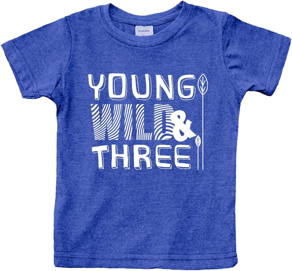 Young Wild and Three Boy 3rd Birthday Outfit Toddler Shirt 3 Year Old Boys Third Party Tshirt