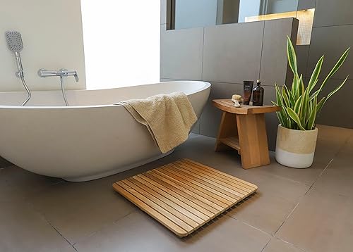 Miniatura 2 de Nordic Style - Tapete de ducha y baño de teca prémium para uso en interiores y exteriores, plataforma de madera antideslizante para spa, sauna,