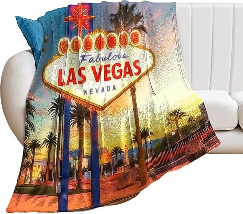 Manta de piel de United States Cityscape Las Vegas como regalo para la familia, manta ligera de franela de forro polar, manta de paisaje de ciudad