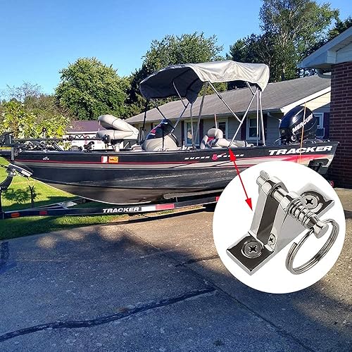 Miniatura 6 de Paquete de 2 bisagras de cubierta superior Bimini con pasadores extraíbles, acero inoxidable 316