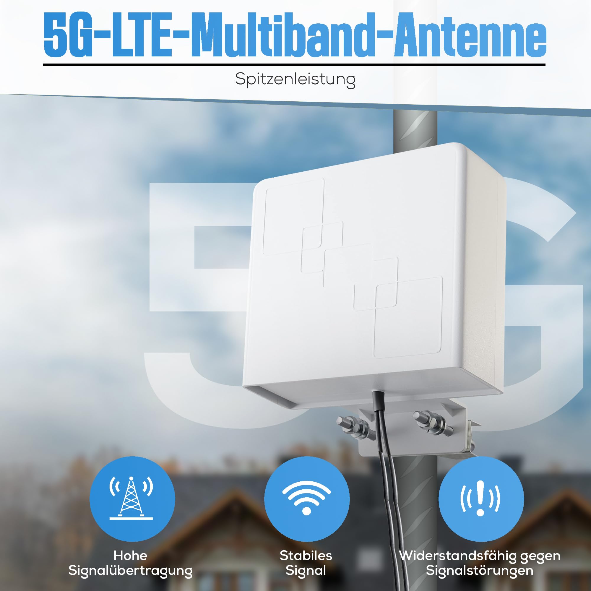 5G LTE Antenne Außenantenne Multiband Duo Antenne 5G / 4G / 3G MiMo 2X 9 dBi max. Verstärkung Wetterfest Outdoor für LTE Router mit SMA Anschluss für alle Netze 690-3800 MHz von netshop 25