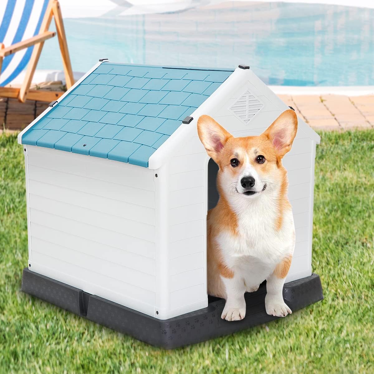 Amazon JungleA 犬小屋 中小型犬用 ペットハウス 犬舎 シェルタ プラスチック製 防水素材 防風 防雨 換気 サビない