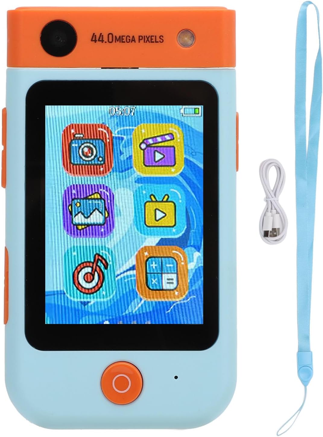 48MP 1080P Kids Digital Camera, 2.8 Inch IPS Touchscreen Auto Focus Camera with MP3 Music Player, Alarm Clock, 700mAh Battery for Children Learning Toy (Blue)